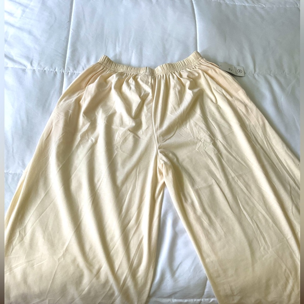 Cream Wide-Leg Lounge Pants